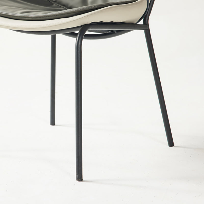 Industrial Style Leather Dining Side Chairs Solid Back Armless Side Chair