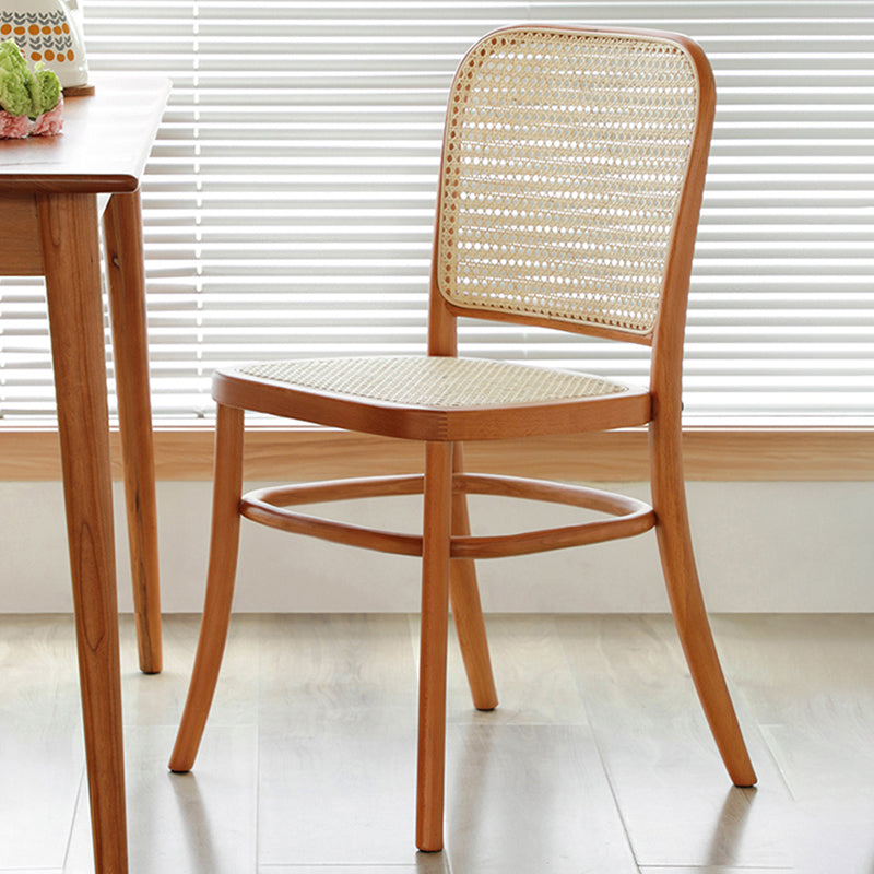 Silla de comedor de estilo tradicional, silla lateral sin brazos de cocina con patas de madera