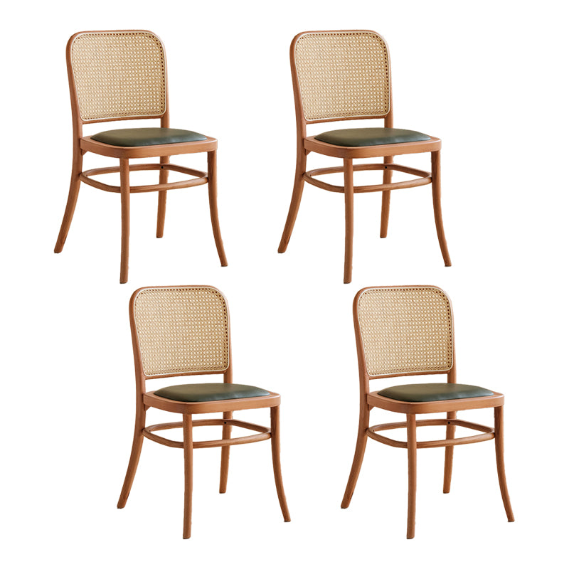Silla de comedor de estilo tradicional, silla lateral sin brazos de cocina con patas de madera