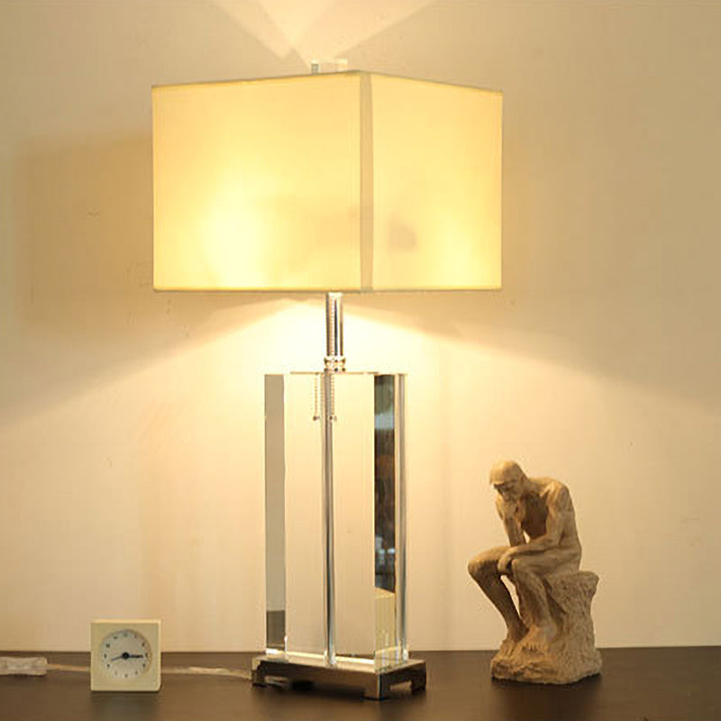 Lécher de bureau ombré Tissu moderne 2 ampoules de 10,5 "/ 13" de large lampe à table blanche avec chaîne de traction