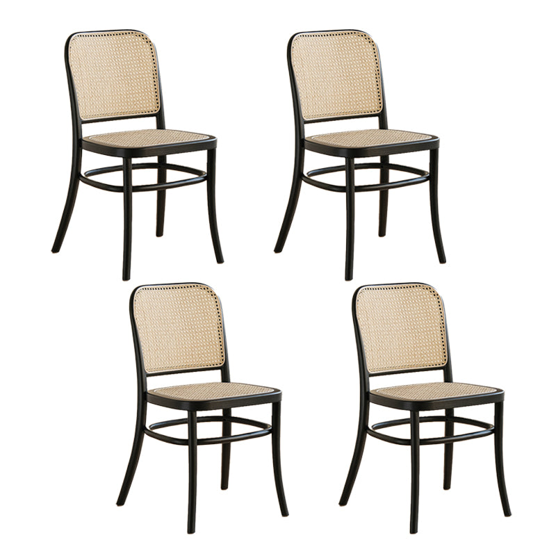 Silla de comedor de estilo tradicional, silla lateral sin brazos de cocina con patas de madera
