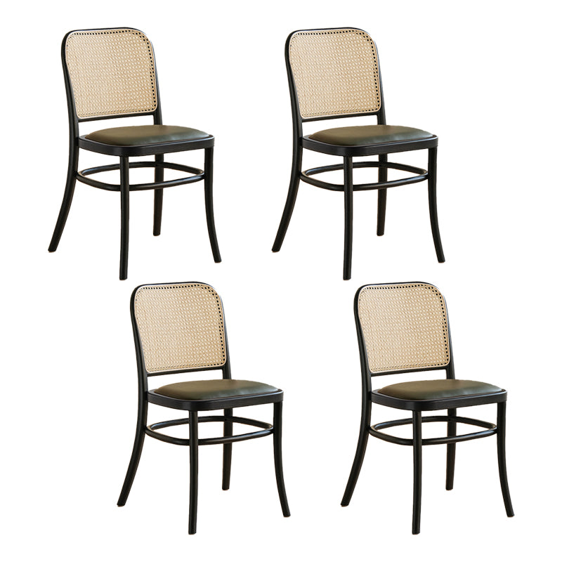 Silla de comedor de estilo tradicional, silla lateral sin brazos de cocina con patas de madera