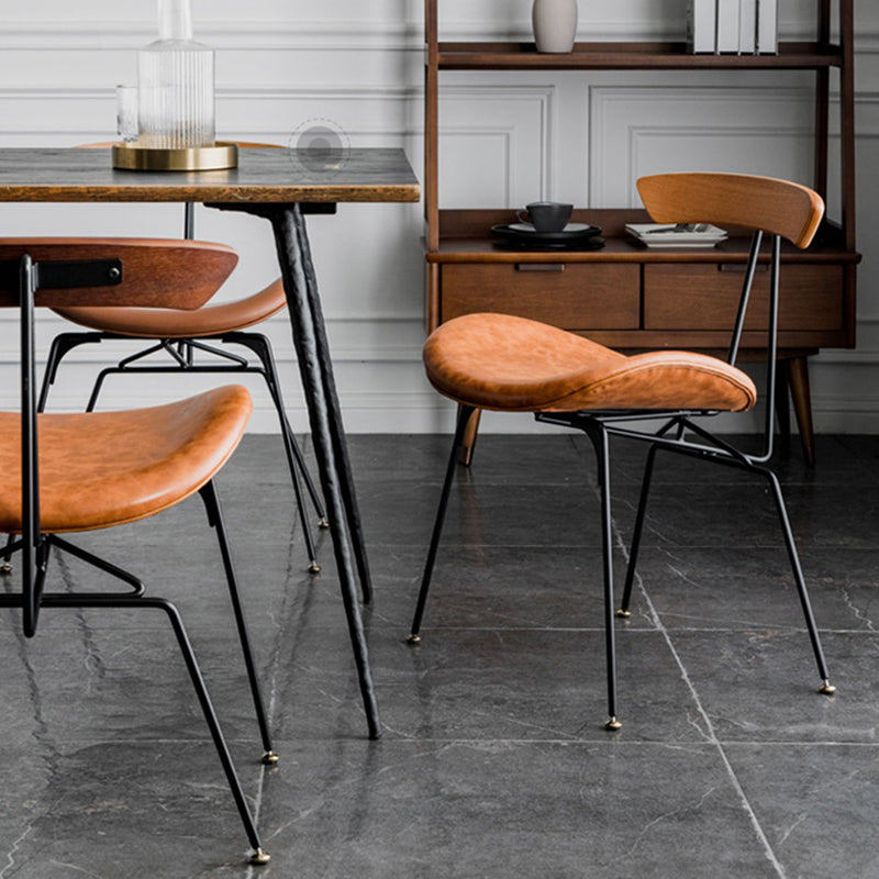 El cuero del estilo industrial que cena las sillas sin brazos abre la parte posterior que cena la silla lateral