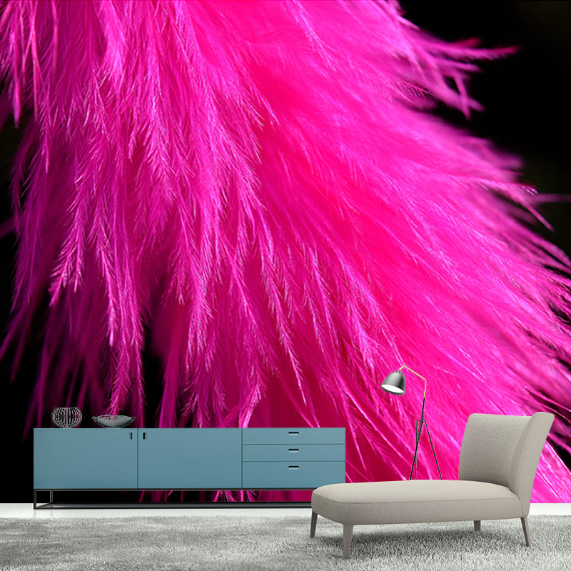 Light Color Feather Wall Mural Modern Style Mildew Resistant for Dining Room