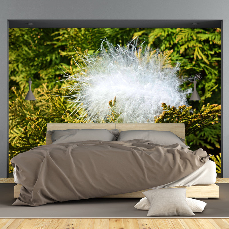 Light Bird Feather Wall Mural Modern Style Mildew Resistant for Living Room