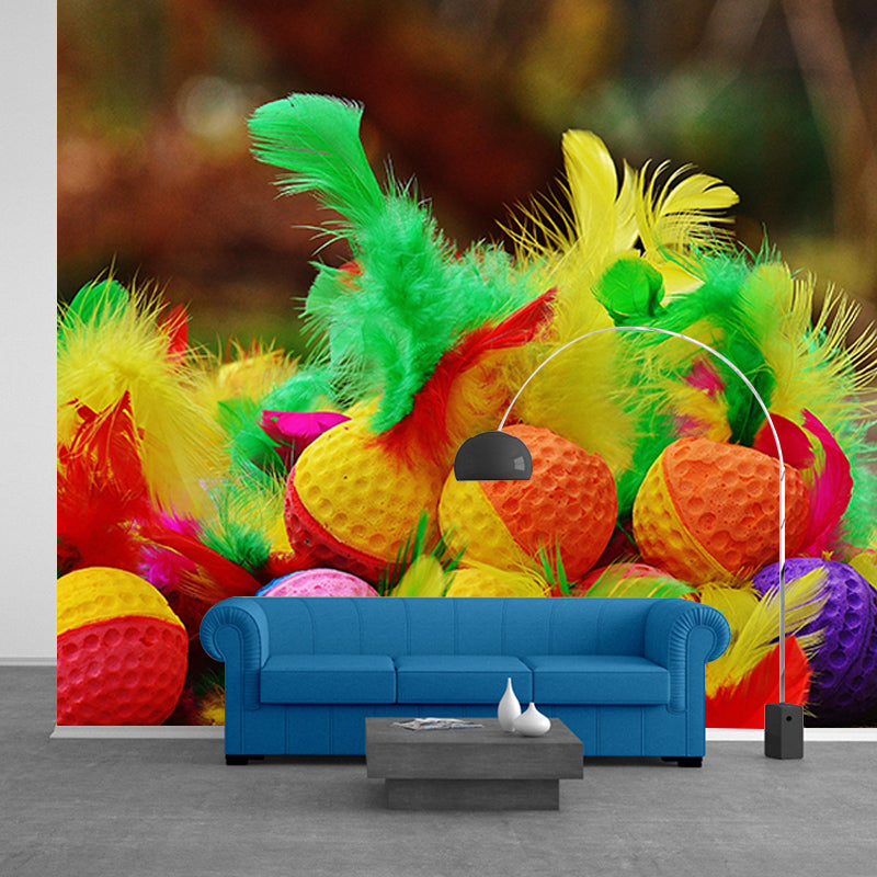 Light Bird Feather Wall Mural Modern Style Mildew Resistant for Living Room