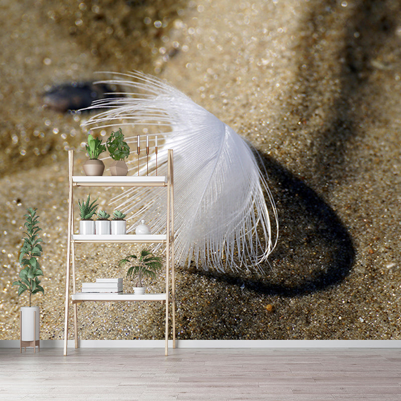 Beautiful Feather Wall Mural Modern Style Mildew Resistant for Bedroom