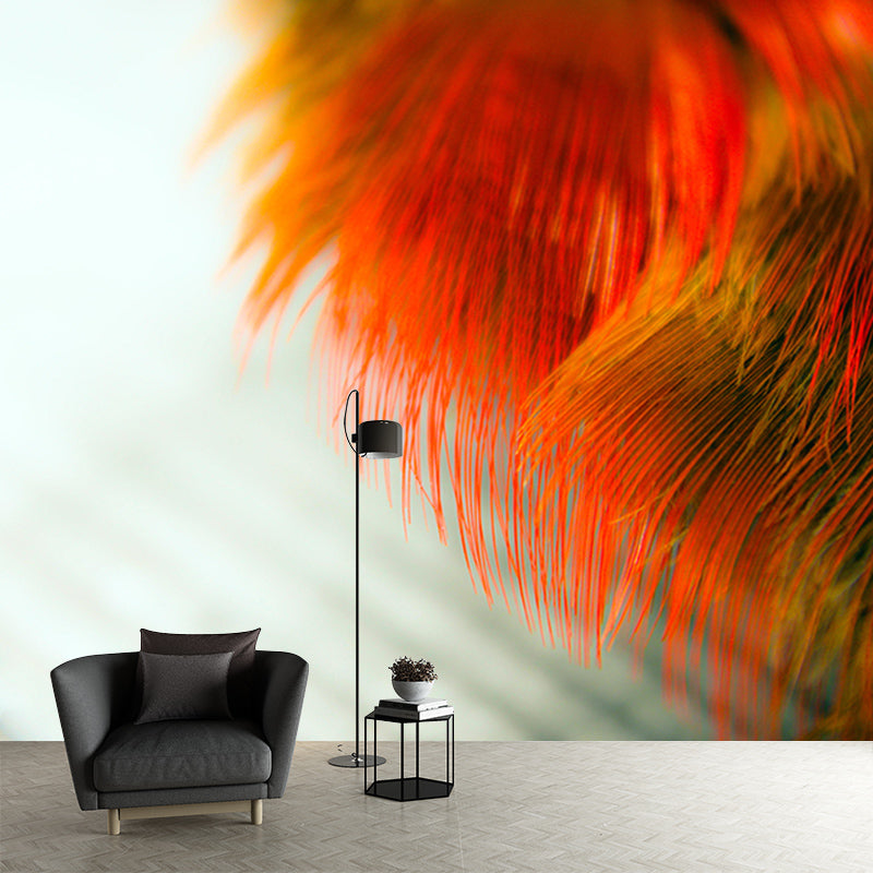 Light Bird Feather Wall Mural Modern Style Mildew Resistant for Decoration