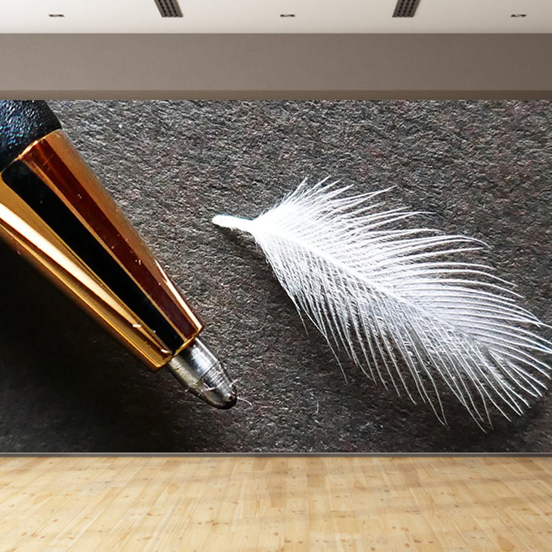 Light Bird Feather Wall Mural Modern Style Mildew Resistant for Wall Decor