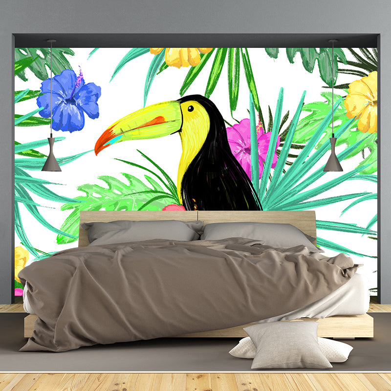 Tropical Plants Wall Mural Tropical Style Mildew Resistant for Meeting Room