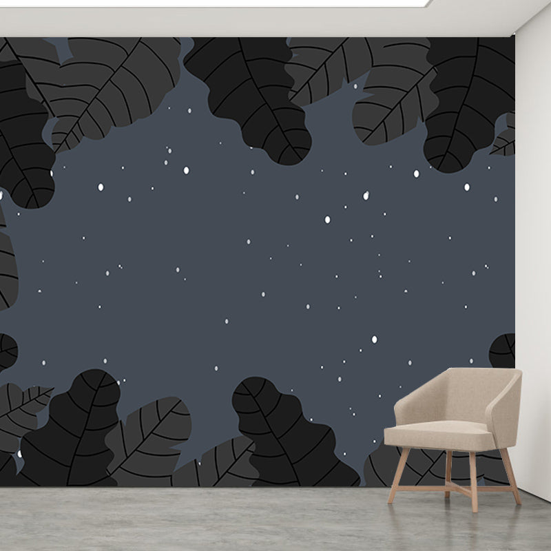 Colorful Tropical Plants Mural Tropical Style Mildew Resistant for Reading Room