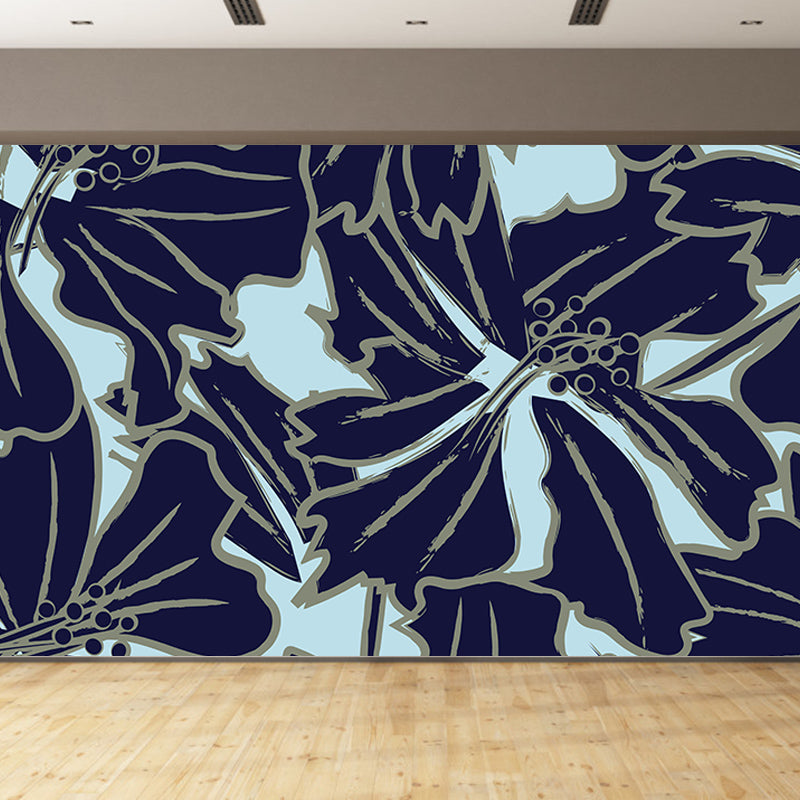 Colorful Tropical Plants Mural Tropical Style Mildew Resistant for Reading Room