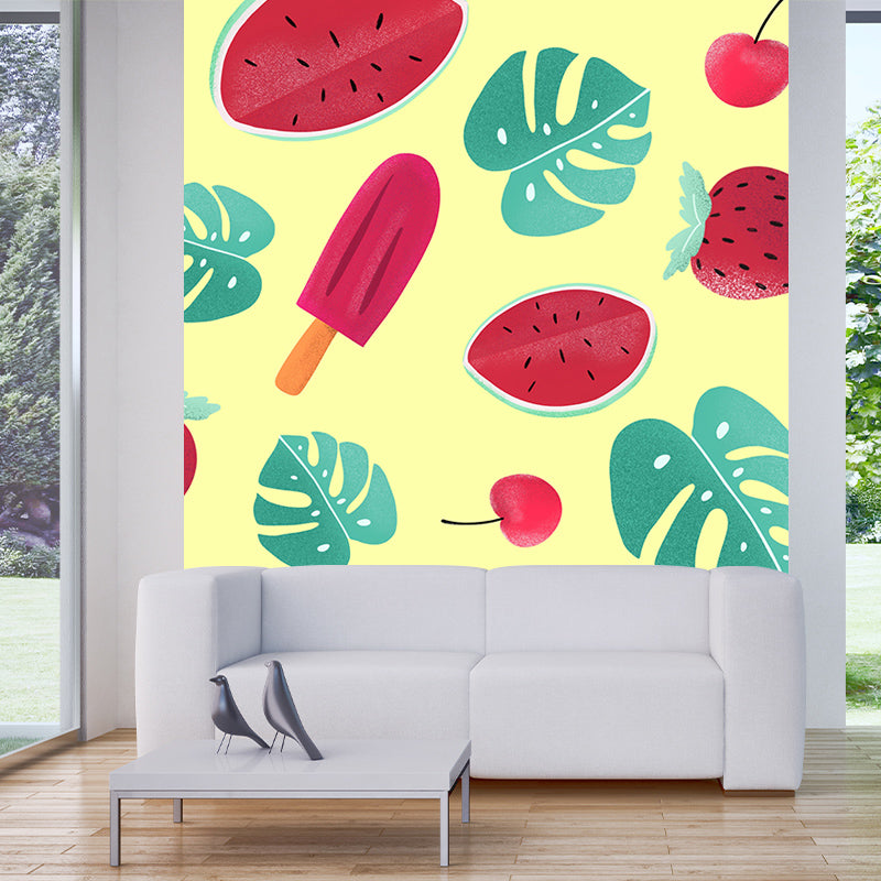 Tropical Plants Wall Mural Tropical Style Mildew Resistant for Reading Room