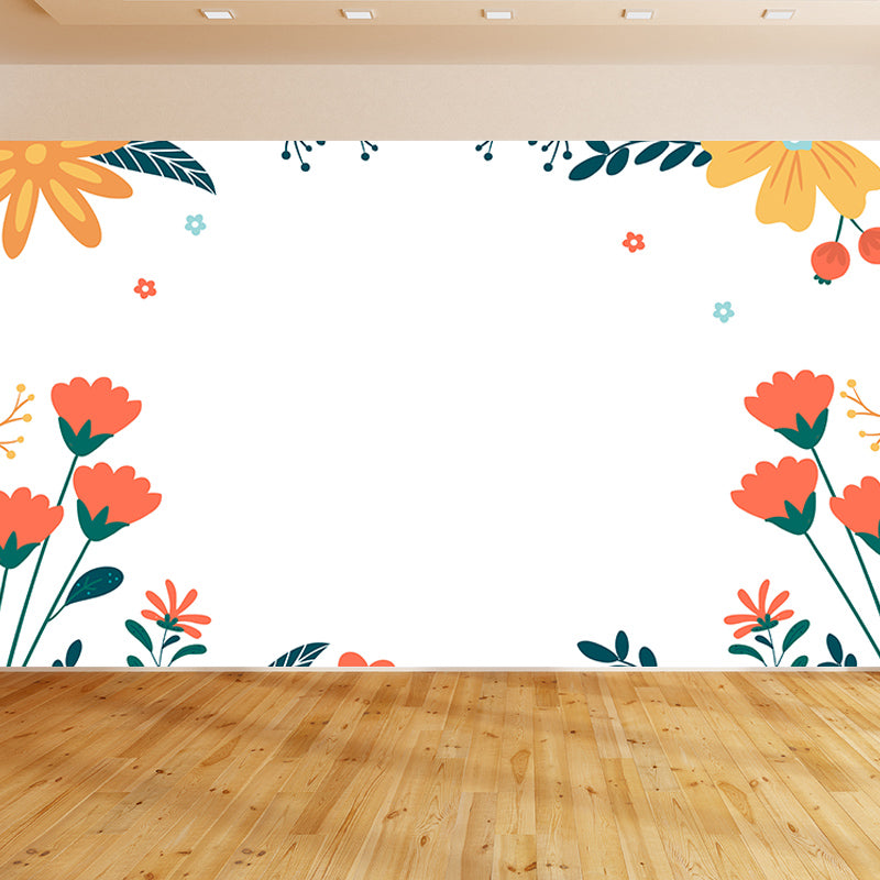 Stain Resistant Tropical Plants Mural Tropical Style for Sitting Room