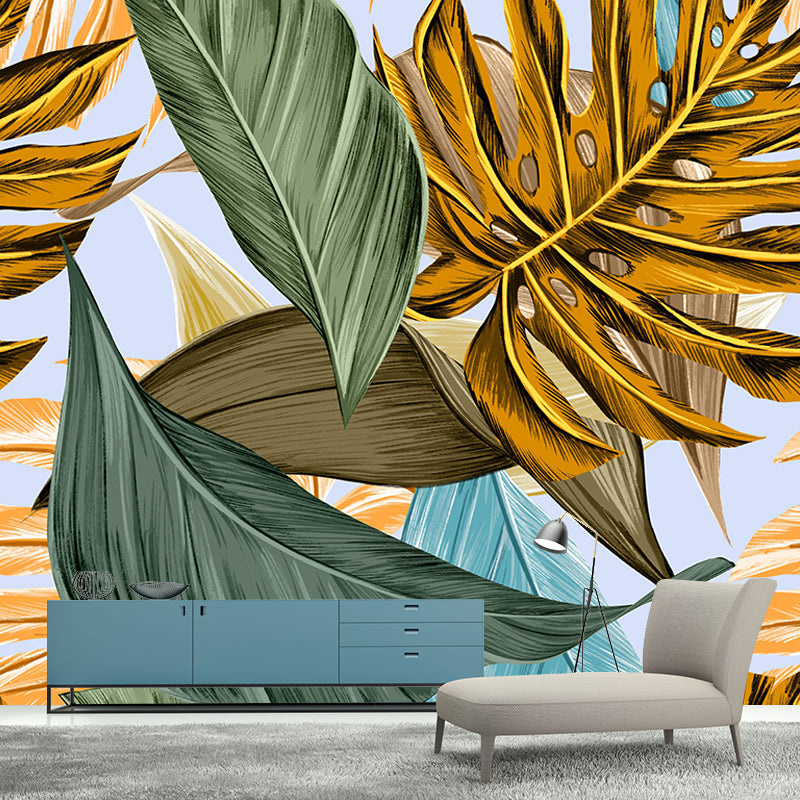 Stain Resistant Tropical Plants Mural Tropical Style for Sitting Room