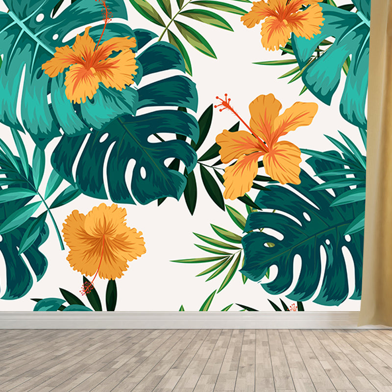 Tropical Plants Wall Mural Tropical Style Mildew Resistant for Sitting Room