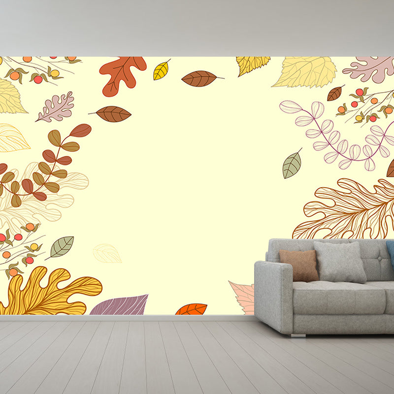 Tropical Plants Wall Mural Tropical Style Mildew Resistant for Sitting Room