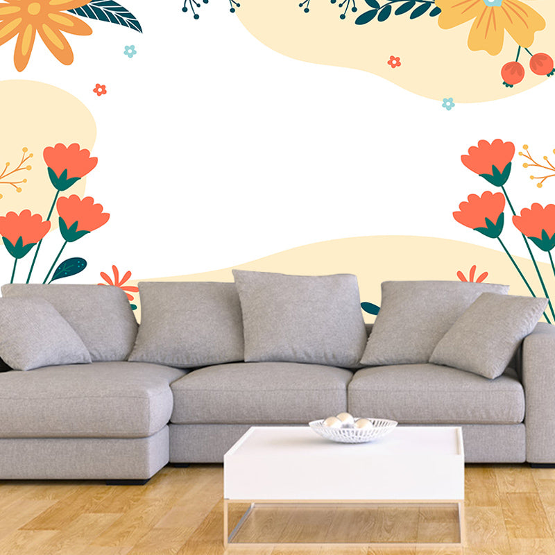 Customized Tropical Plants Mural Tropical Style Mildew Resistant for Dining Room