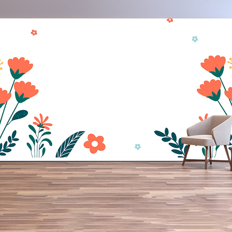 Tropical Plants Wall Mural Mildew Resistant for Sitting Room