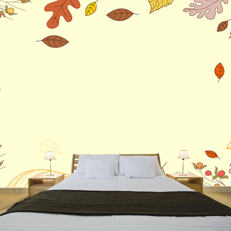 Illustration Tropical Plants Mural Tropical Style Mildew Resistant for Bedroom