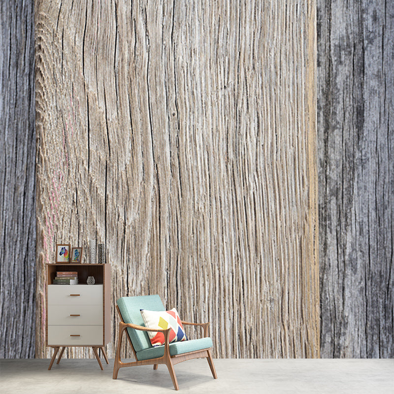 Horizontal Photography Wood Texture Mural Industrial Style for Sleeping Room