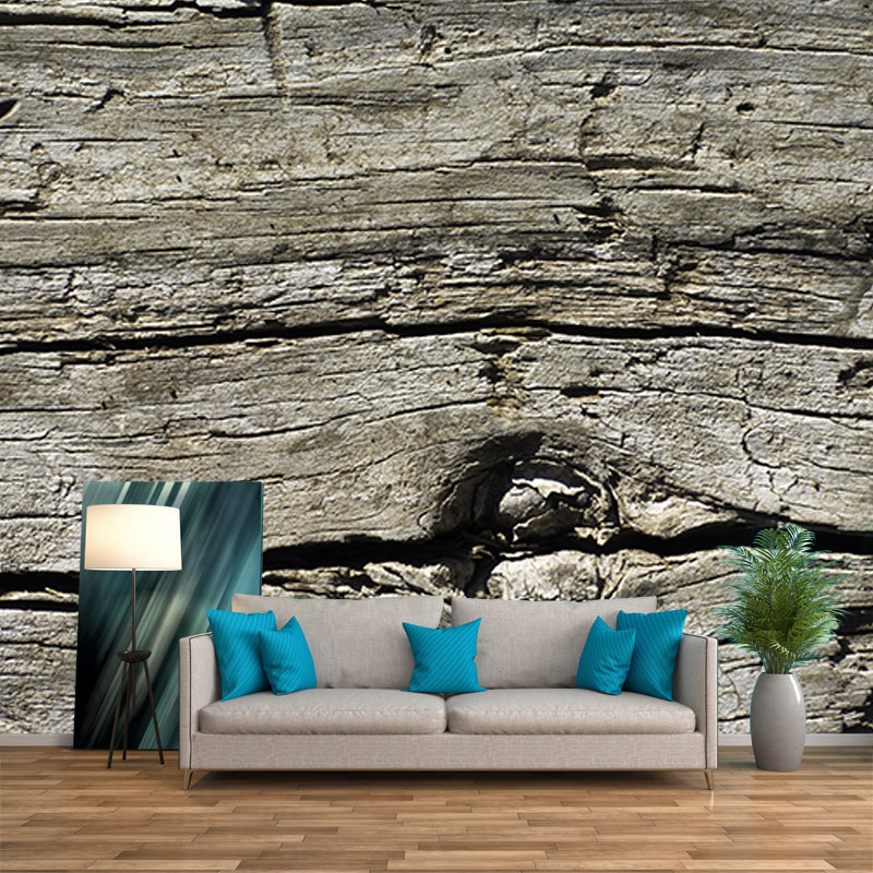 Wood Texture Wall Mural Industrial Style Mildew Resistant for Reading Room