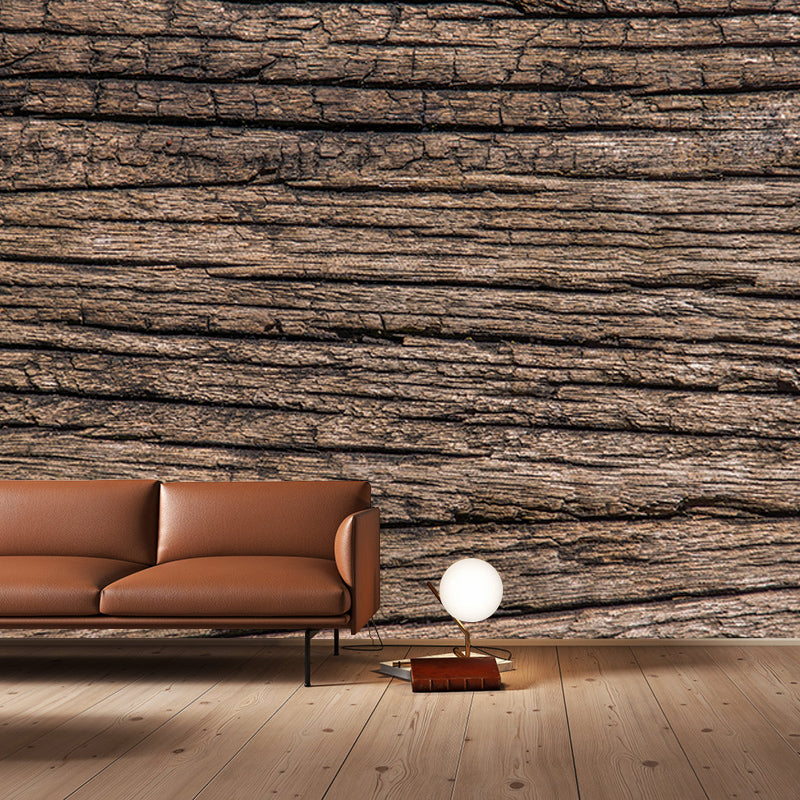 Industrial Wood Texture Wall Mural Mildew Resistant for Sleeping Room