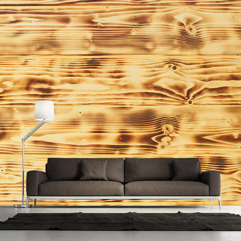Industrial Wood Texture Wall Mural Mildew Resistant for Sleeping Room