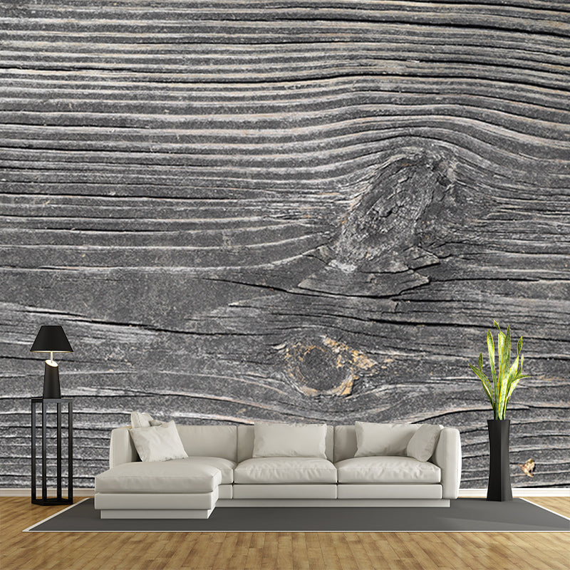 Wood Texture Wall Mural Industrial Style Mildew Resistant for Dining Room