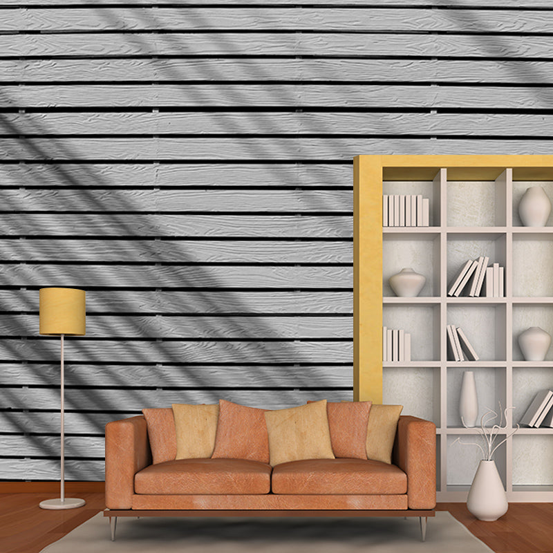 Wood Texture Wall Mural Industrial Style Mildew Resistant for Dining Room