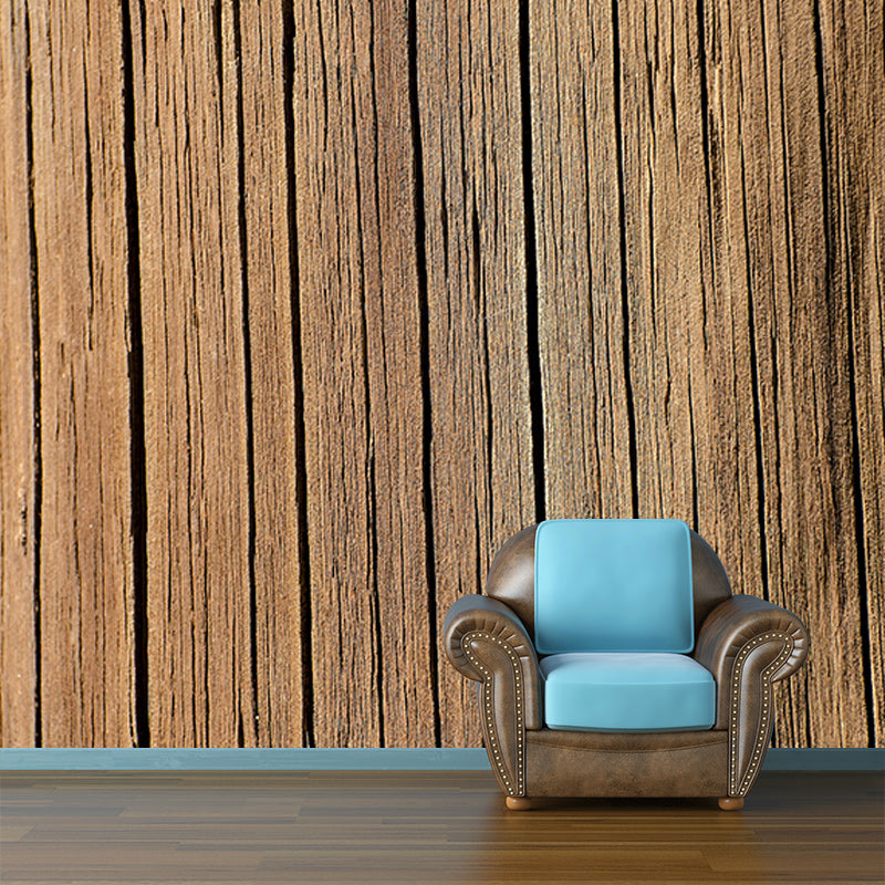 Wood Texture Wall Mural Industrial Style Mildew Resistant for Dining Room