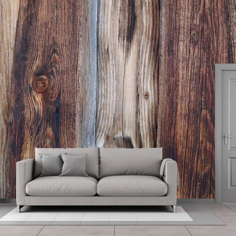 Wood Texture Wall Mural Industrial Style Mildew Resistant for Dining Room