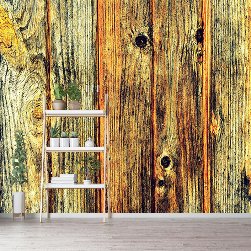 Mildew Resistant Wood Texture Mural Industrial Style for Sitting Room