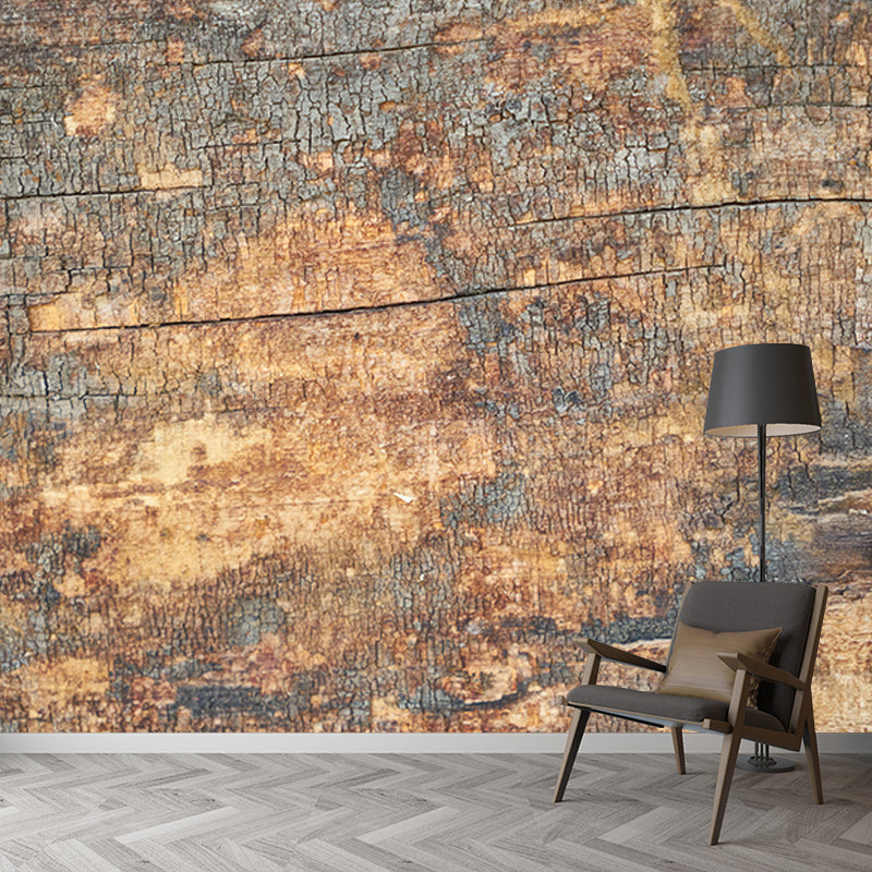 Wood Texture Wall Mural Industrial Style Mildew Resistant for Living Room