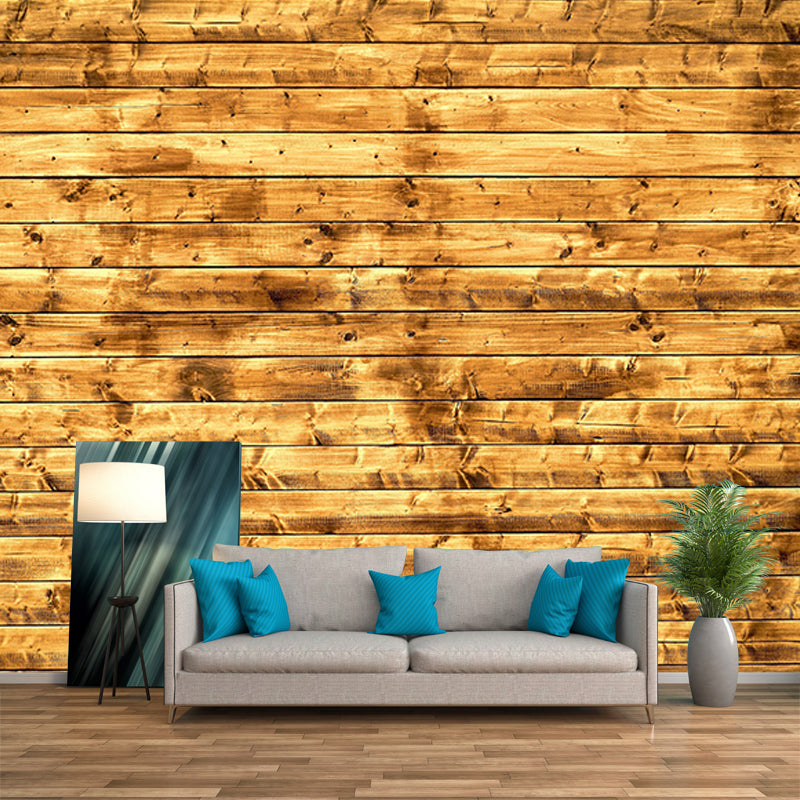 Wood Texture Wall Mural Industrial Style Mildew Resistant for Living Room