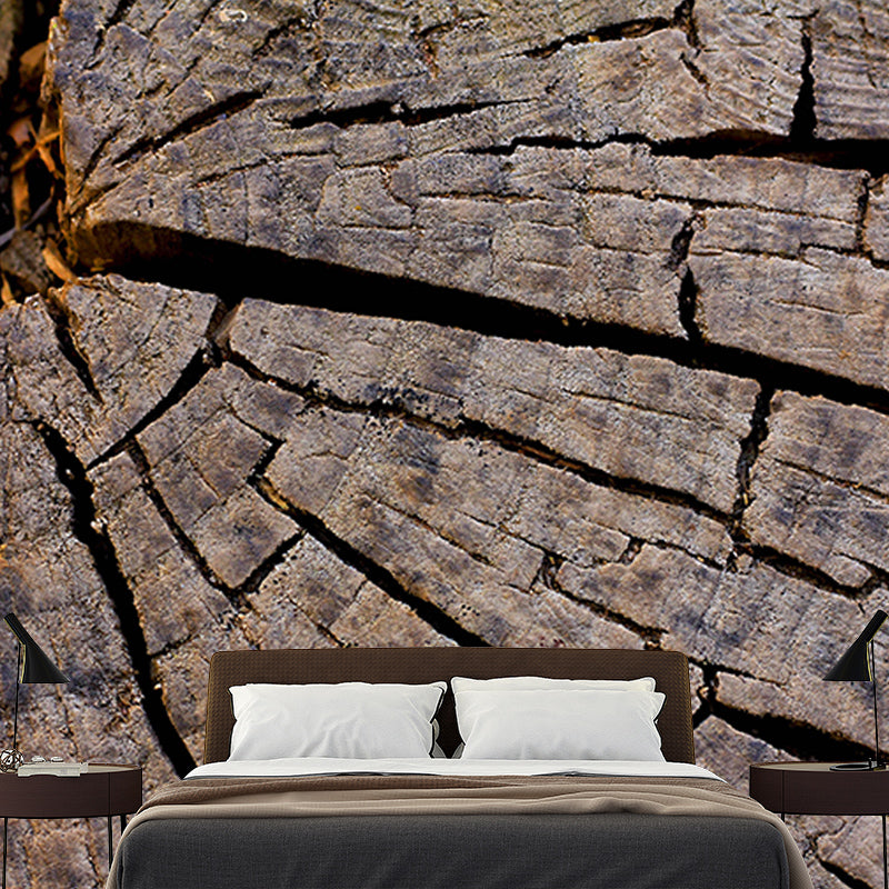 Customized Wood Texture Wall Mural Industrial Style Mildew Resistant for Bathroom