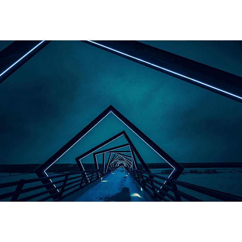 Space Extension Modern Wall Mural Mildew Resistant for Sitting Room