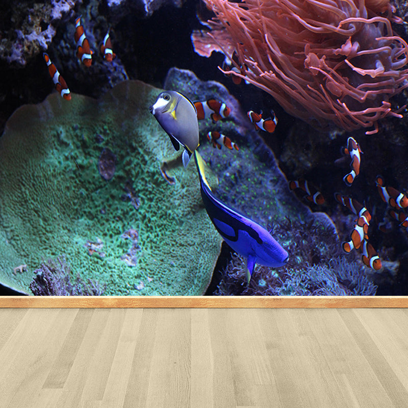 Vivid Fish Seabed Wall Mural Modern Style Mildew Resistant for Sleeping Room