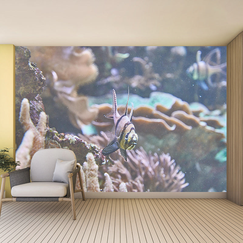 Sea Creature Wall Mural Modern Style Mildew Resistant for Living Room
