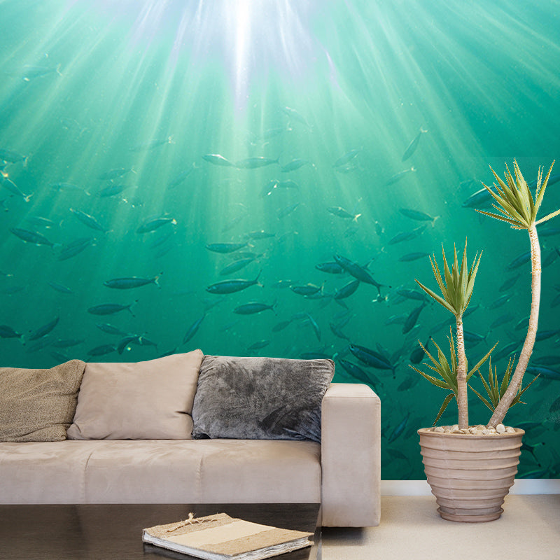 Vivid Seabed Wall Mural Modern Style Mildew Resistant for Bathroom