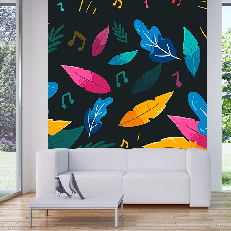 Cartoon Leafs Murals Tropical Style Leaves Murals for Home Decor