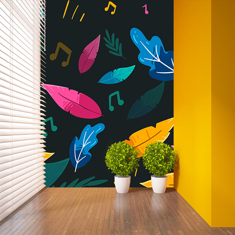 Cartoon Leafs Murals Tropical Style Leaves Murals for Home Decor