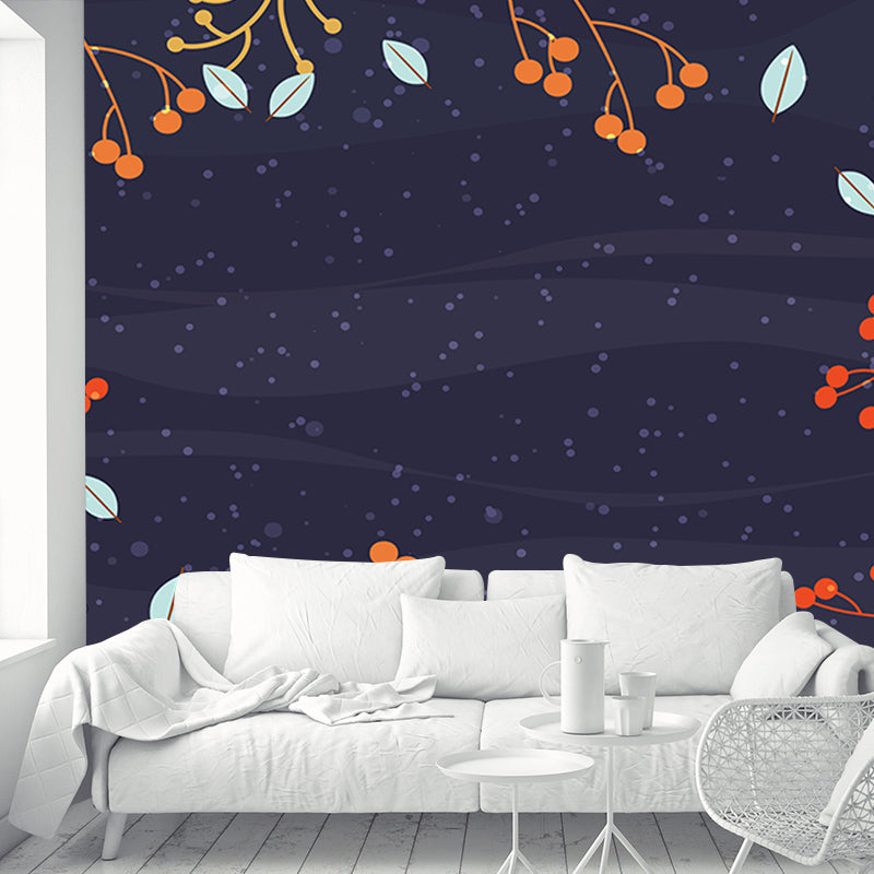 Cartoon Leafs Murals Tropical Style Leaves Murals for Home Decor
