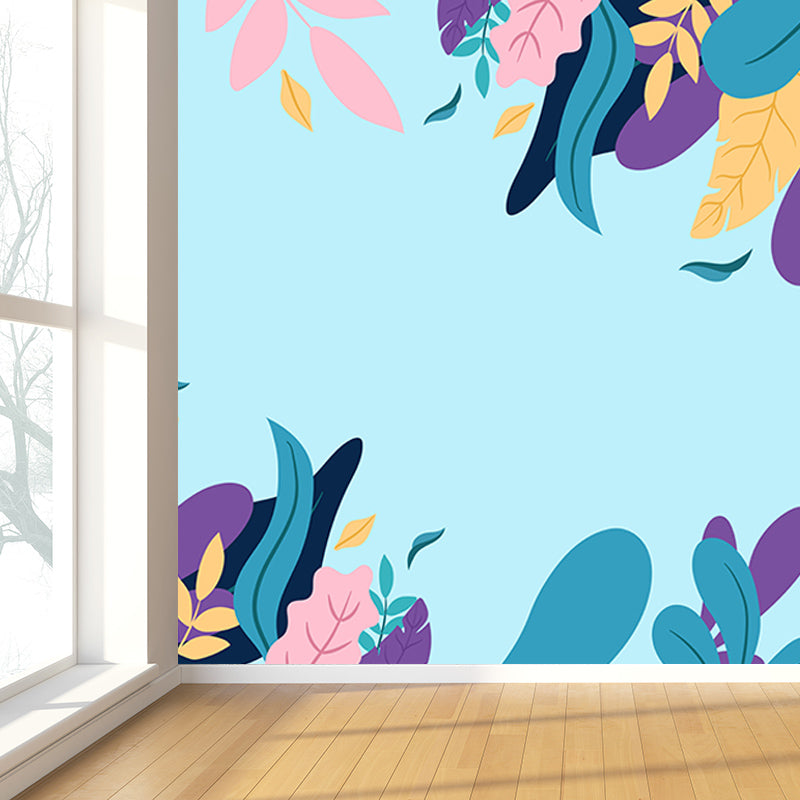 Cartoon Leafs Murals Tropical Style Leaves Murals for Home Decor