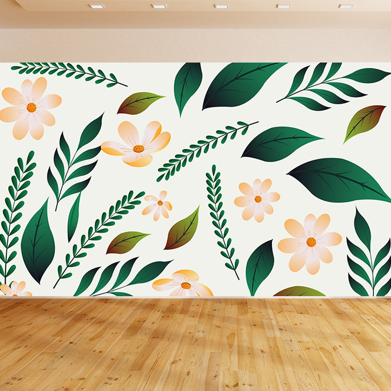 Environment Friendly Murals Wallpaper Tropical Style Leaves Murals for Home Decor