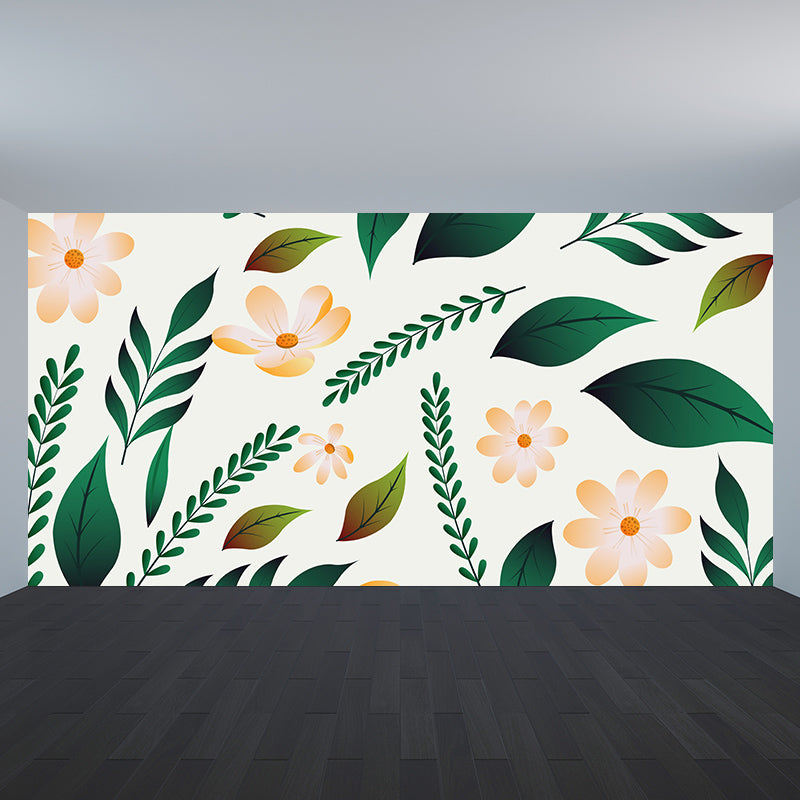 Environment Friendly Murals Wallpaper Tropical Style Leaves Murals for Home Decor
