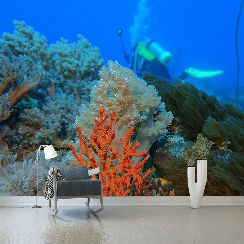 Undersea Environment Friendly Mural Wallpaper Tropical Beach Style Bathroom Wall Mural