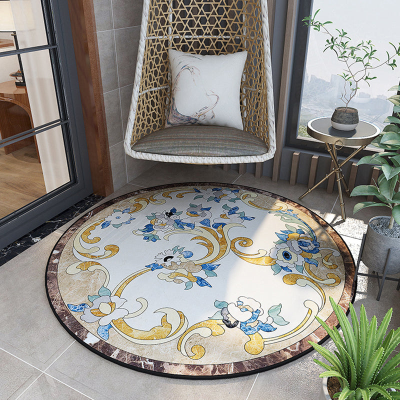 Donkerbruine vintage tapijt polyester grafisch vloerkleurbestendig tapijt voor woonkamer