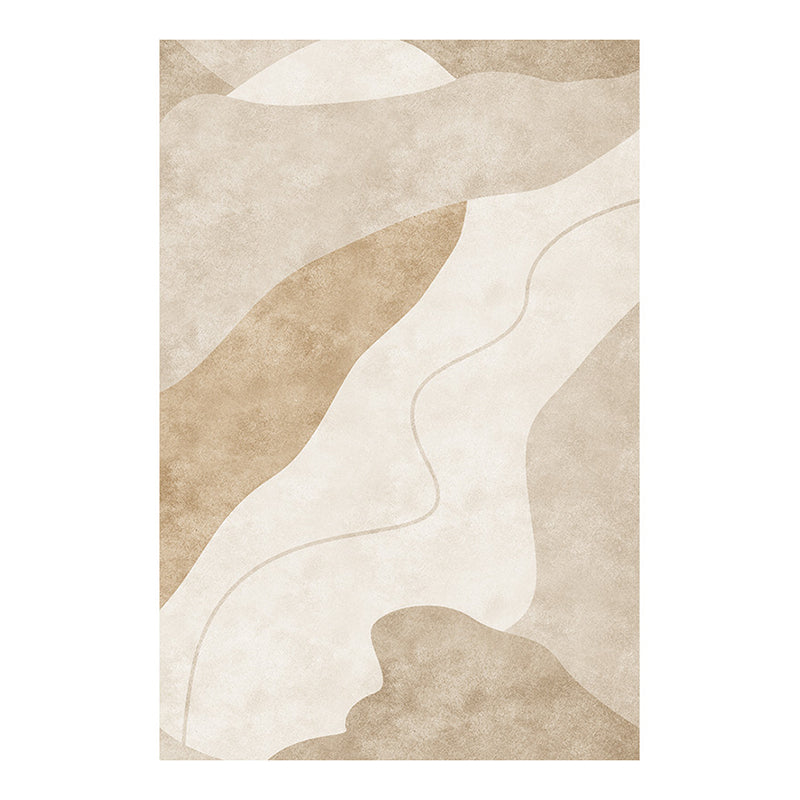 Light Brown Irregular Line Rug Polyester Simple Rug Washable Rug for Drawing Room