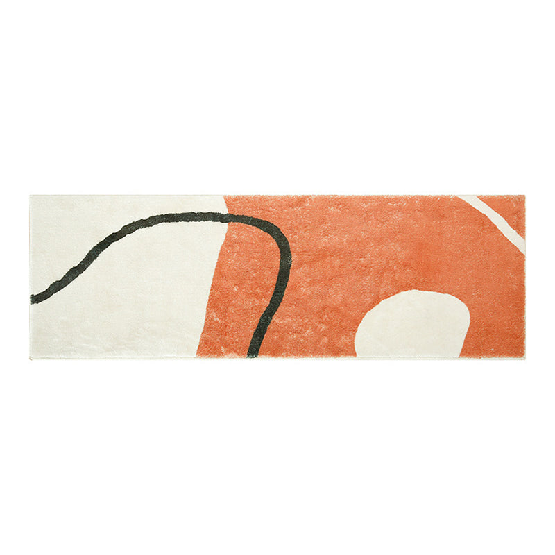 Orange Kids Rug Polyester Color Block Area Rug Non-Slip Backing Rug for Drawing Room